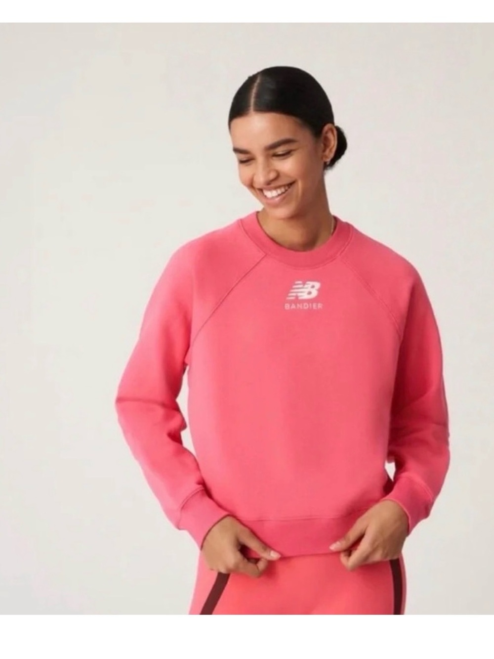New Balance x Bandier Fleece Crewneck Pink Sweatshirt